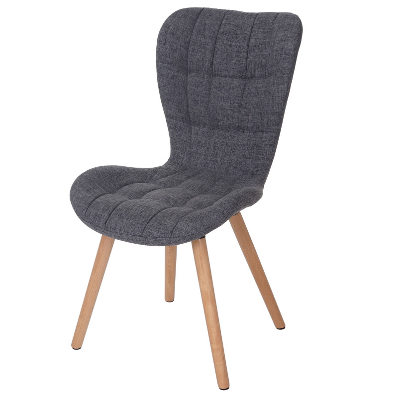 2x chaise de séjour / salle à manger Malmö T836, style rétro des années 50 - tissu, gris