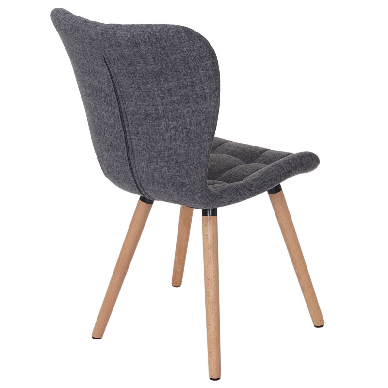 2x chaise de séjour / salle à manger Malmö T836, style rétro des années 50 - tissu, gris