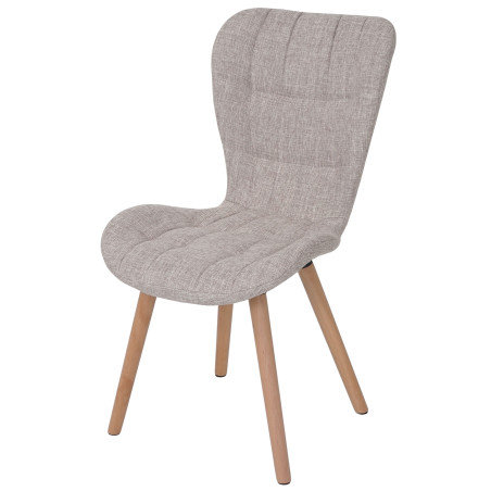 2x chaise de séjour / salle à manger Malmö T836, style rétro des années 50 - tissu, crème