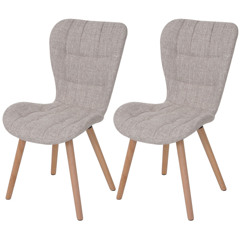 2x chaise de séjour / salle à manger Malmö T836, style rétro des années 50 - tissu, crème