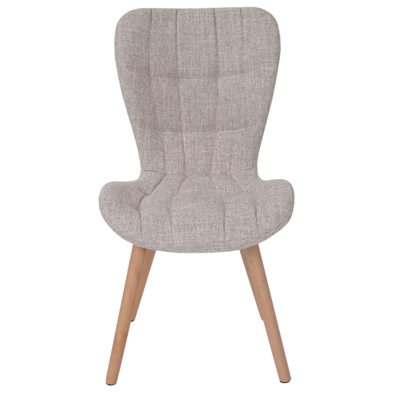 2x chaise de séjour / salle à manger Malmö T836, style rétro des années 50 - tissu, crème