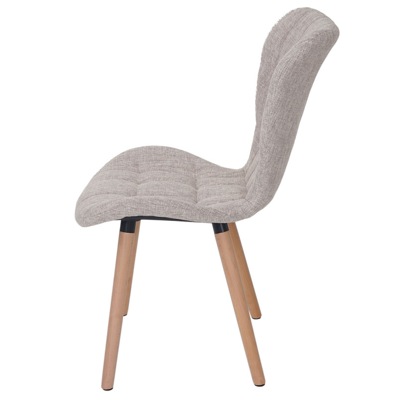 2x chaise de séjour / salle à manger Malmö T836, style rétro des années 50 - tissu, crème