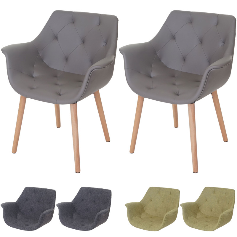 2x chaise de séjour/salle à manger Malmö T820 / design rétro - tissu gris