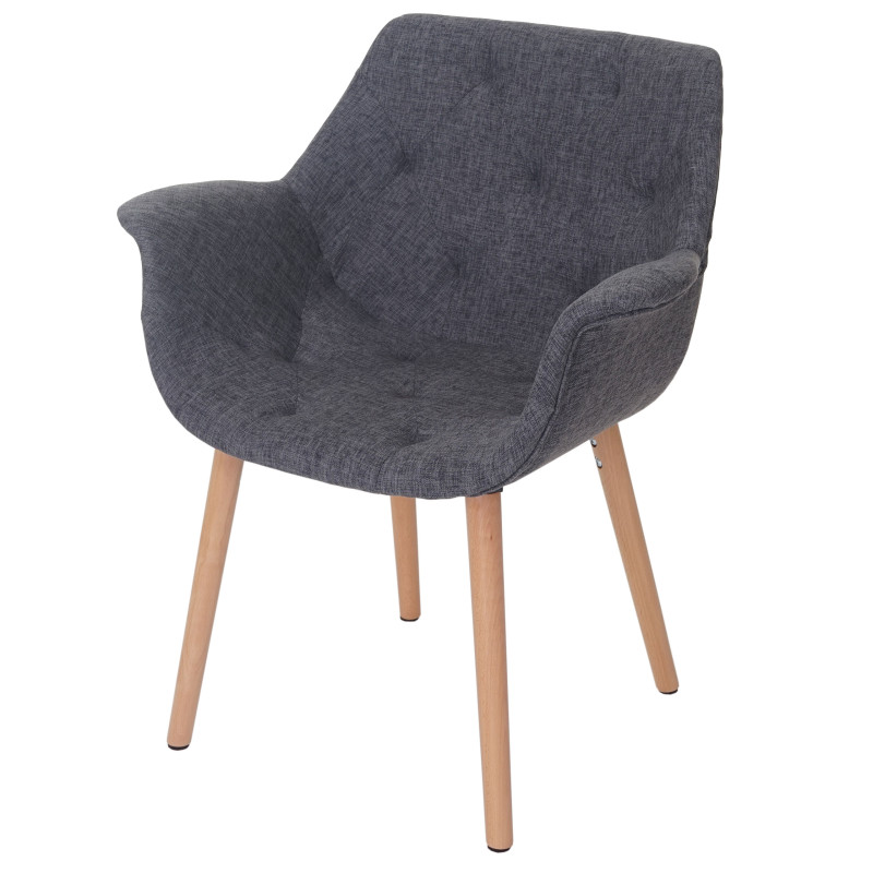 2x chaise de séjour/salle à manger Malmö T820 / design rétro - tissu gris