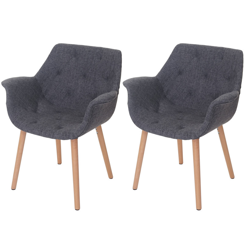 2x chaise de séjour/salle à manger Malmö T820 / design rétro - tissu gris