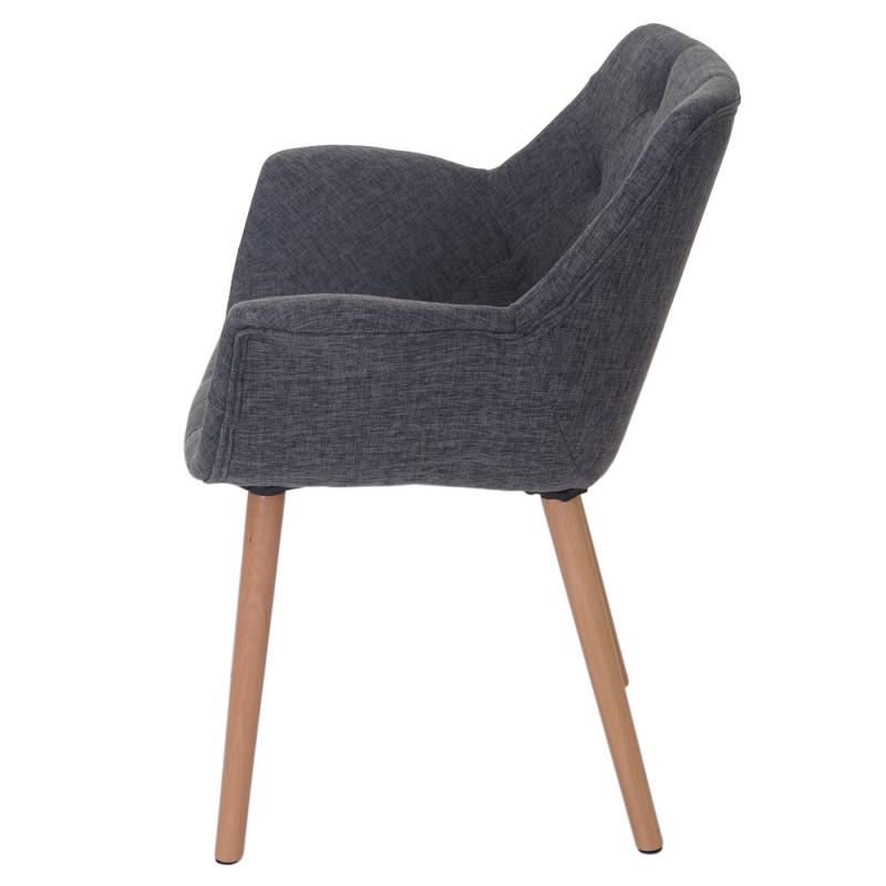 2x chaise de séjour/salle à manger Malmö T820 / design rétro - tissu gris