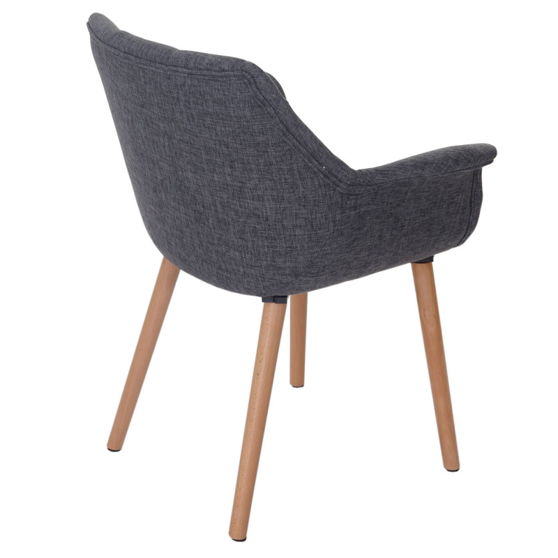 2x chaise de séjour/salle à manger Malmö T820 / design rétro - tissu gris