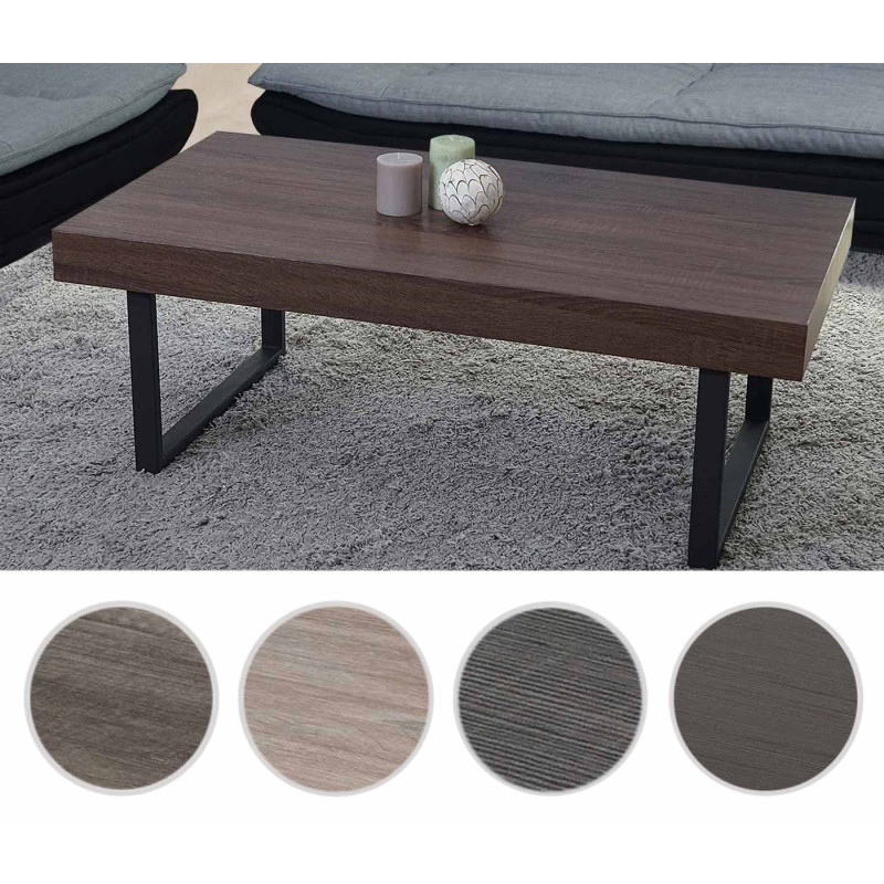 Table basse de salon Kos T576, MVG 40x110x60cm - sonoma noir, pieds métalliques foncés