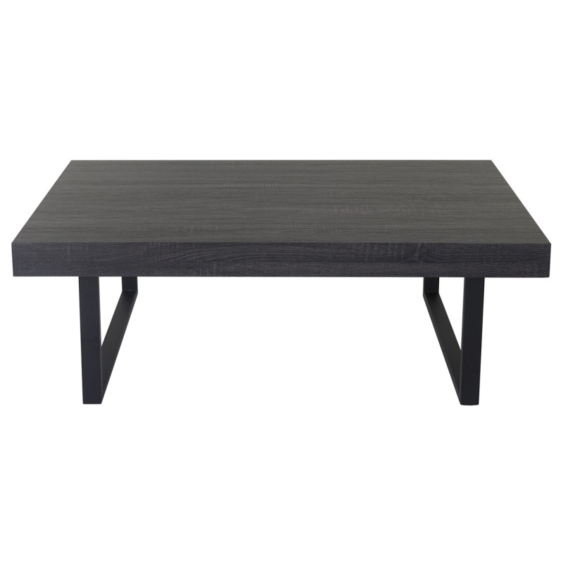 Table basse de salon Kos T576, MVG 40x110x60cm - sonoma noir, pieds métalliques foncés