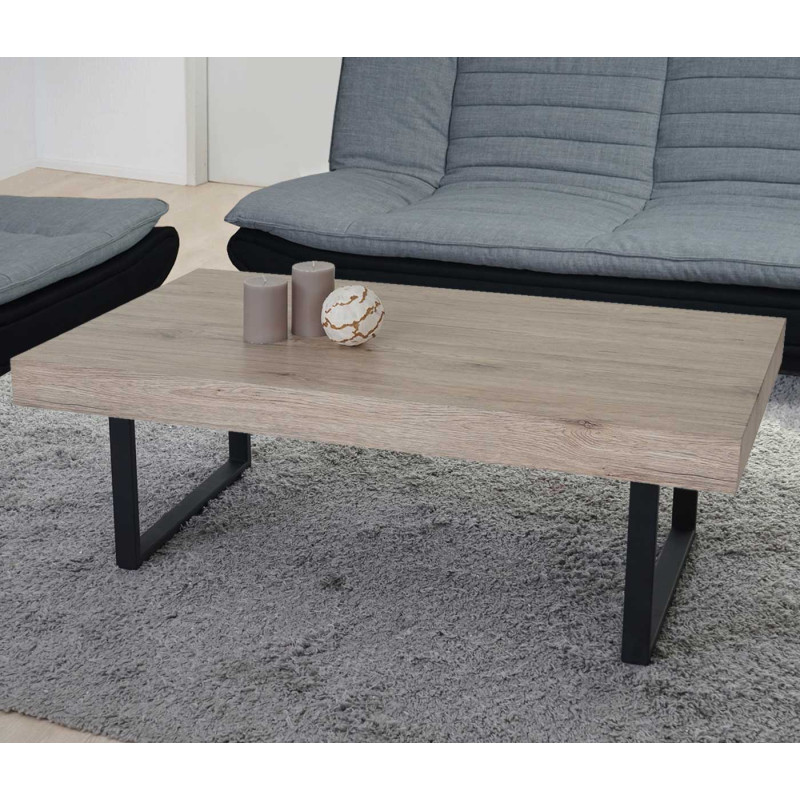 Table basse de salon Kos T576, MVG 40x110x60cm - San Remo, pieds métalliques foncés