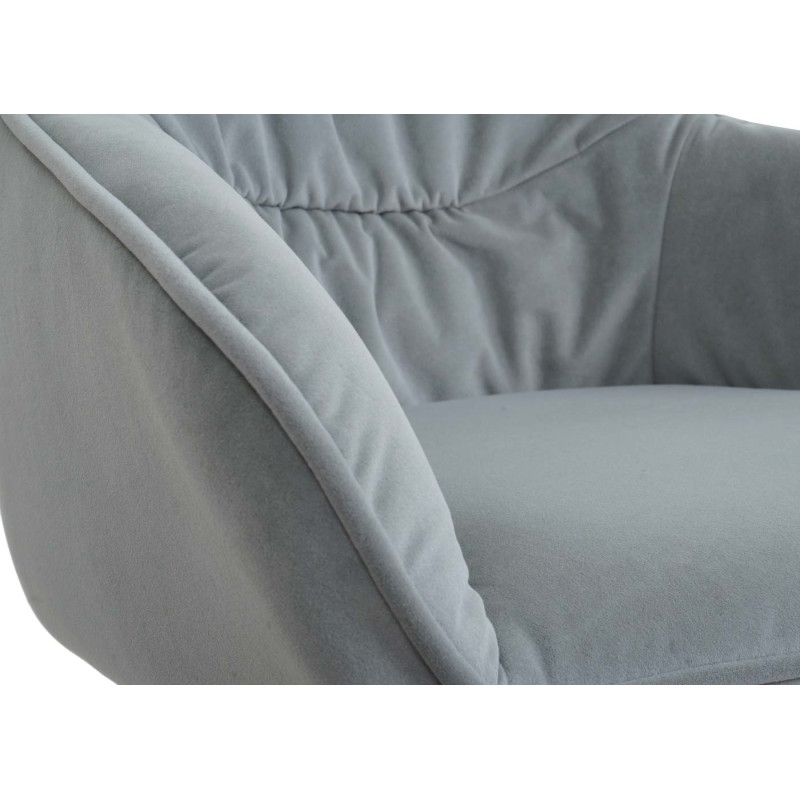 Chaise de salle à manger  chaise rembourrée avec accoudoirs, pivotante, métal - tissu/textile gris clair