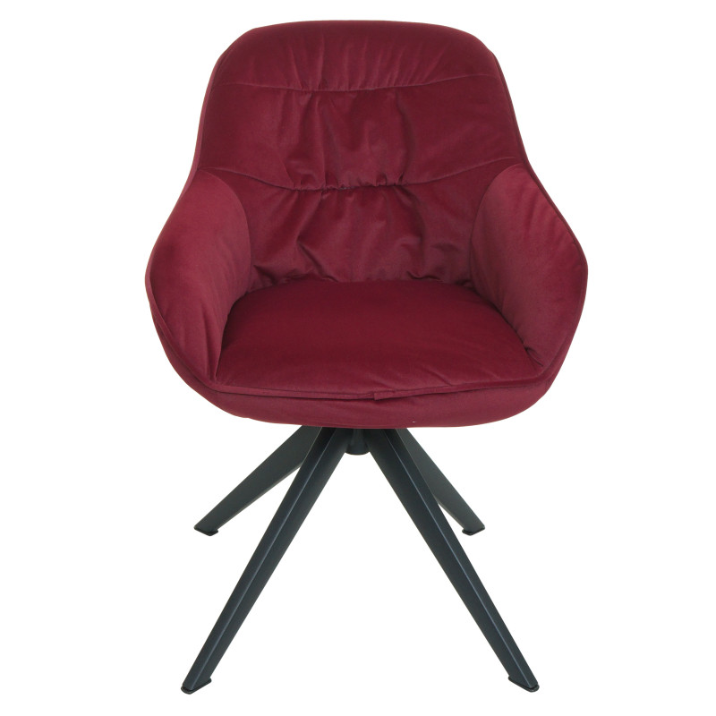 Chaise de salle à manger  rembourrée Chaise avec accoudoirs, pivotante, métal - tissu/textile bordeaux