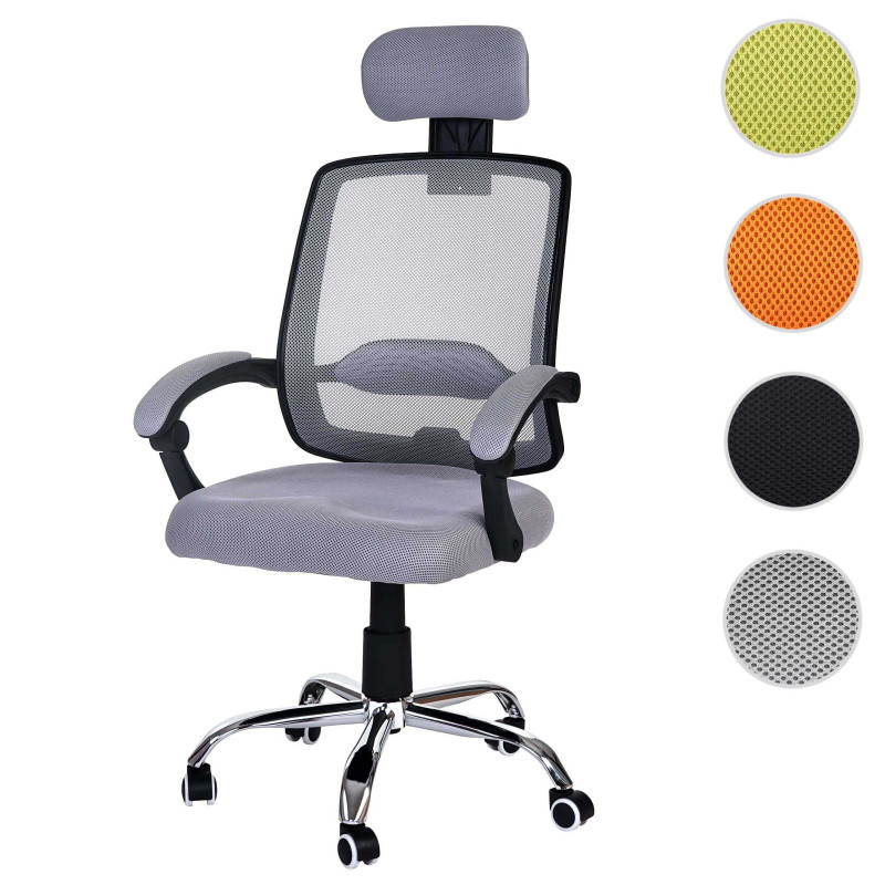 Fauteuil de bureau Arendal, chaise rotative, appui-tête, accoudoirs, tissu - orange