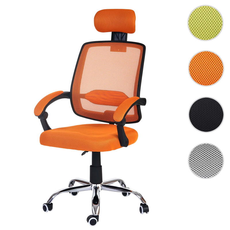 Fauteuil de bureau Arendal, chaise rotative, appui-tête, accoudoirs, tissu - orange