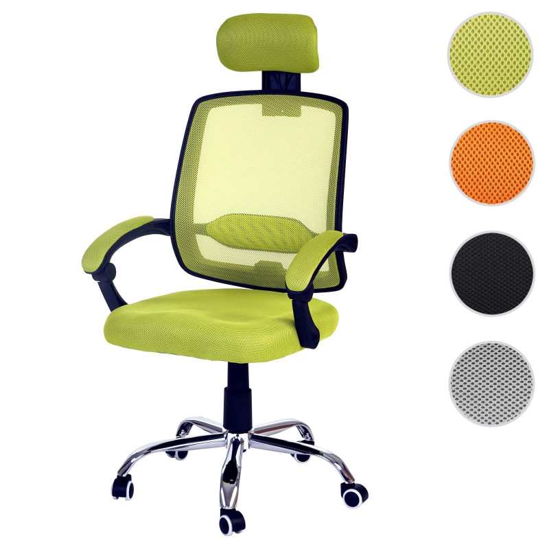 Fauteuil de bureau Arendal, chaise rotative, appui-tête, accoudoirs, tissu - vert