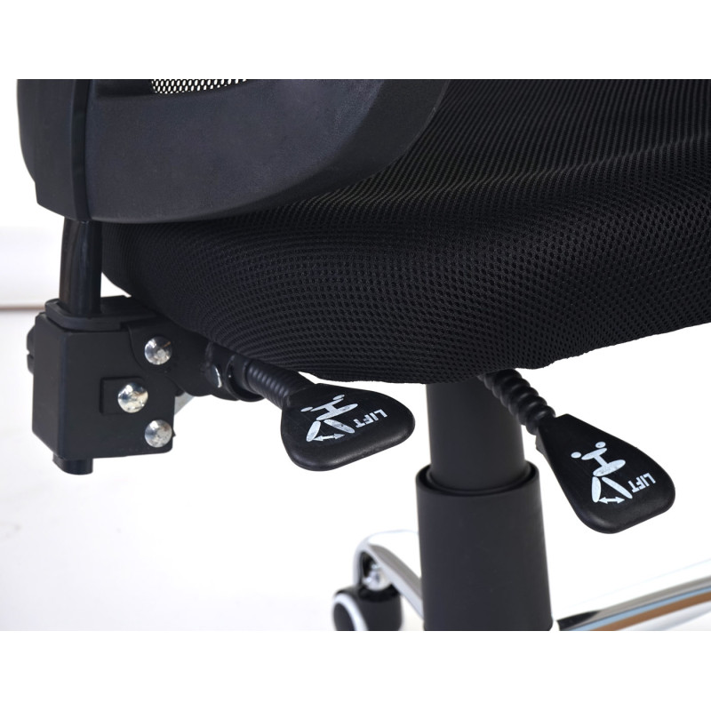 Fauteuil de bureau Arendal, chaise rotative, appui-tête, accoudoirs, tissu - noir
