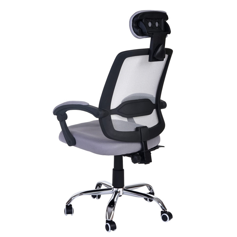 Fauteuil de bureau Arendal, chaise rotative, appui-tête, accoudoirs, tissu - gris