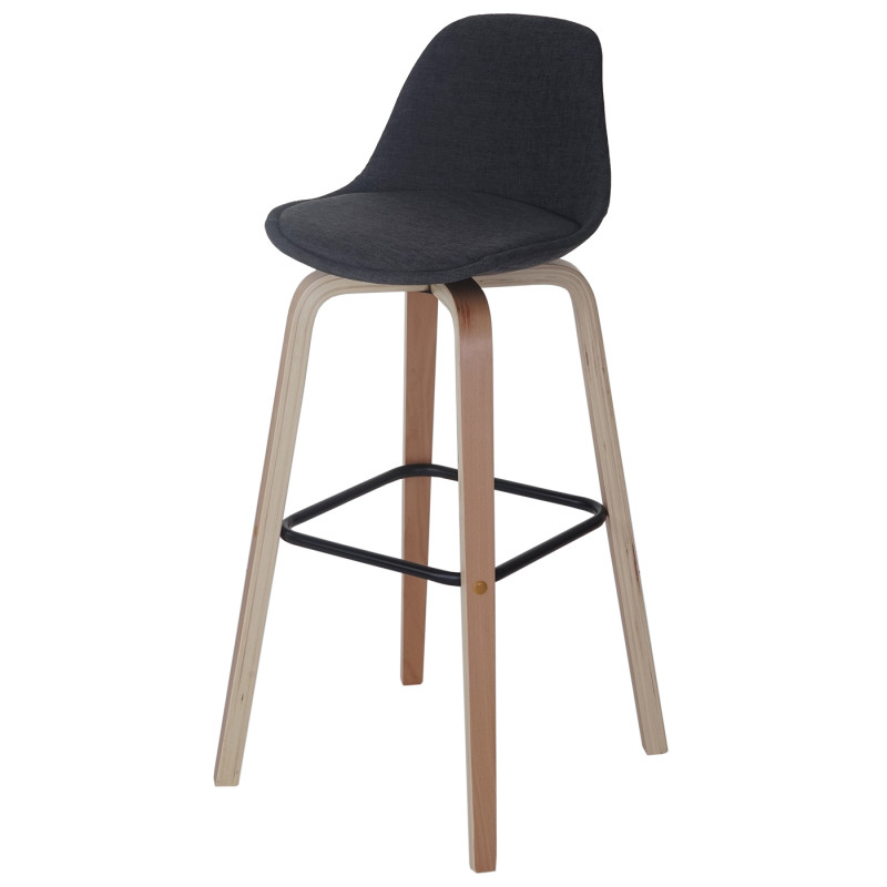 2x tabouret de bar Palmdale, chaise de comptoir avec dossier - tissu, gris foncé