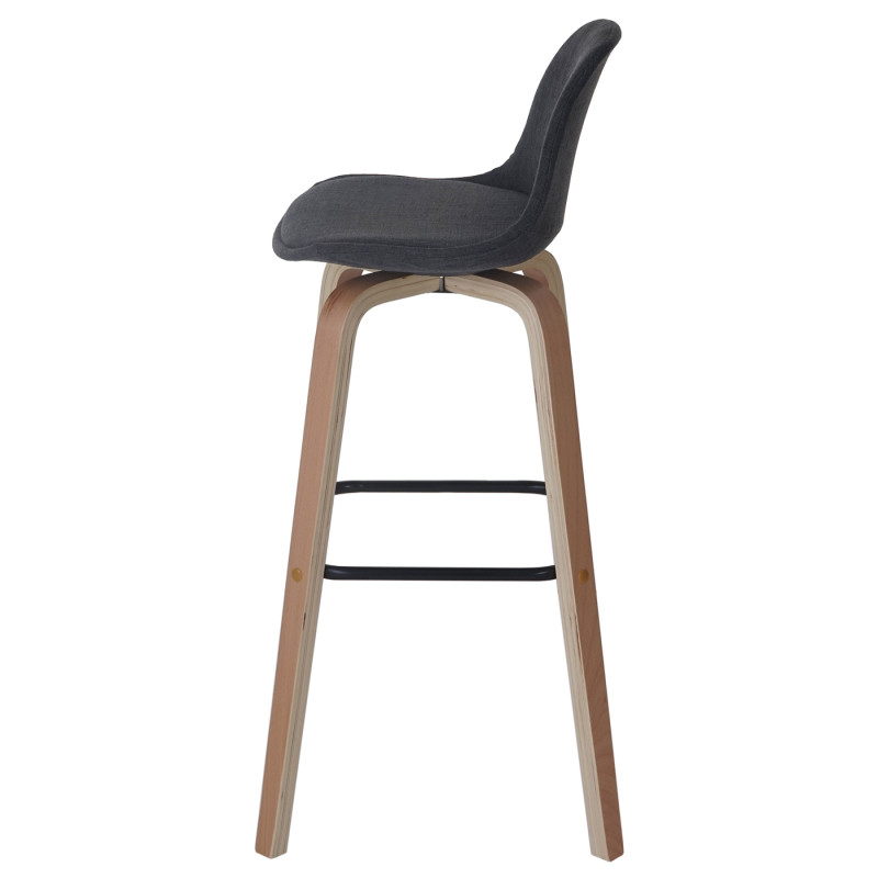 2x tabouret de bar Palmdale, chaise de comptoir avec dossier - tissu, gris foncé