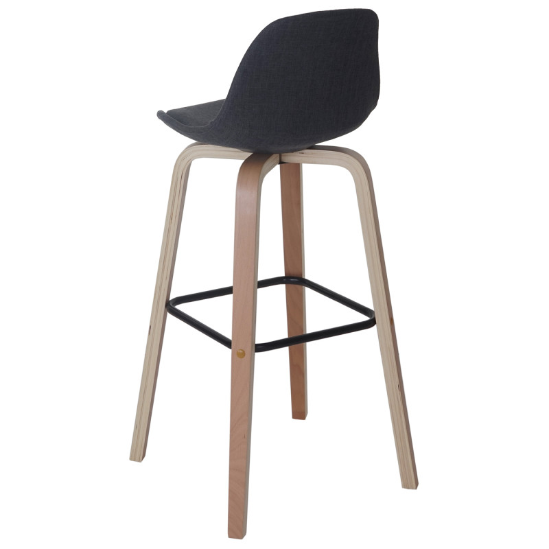 2x tabouret de bar Palmdale, chaise de comptoir avec dossier - tissu, gris foncé