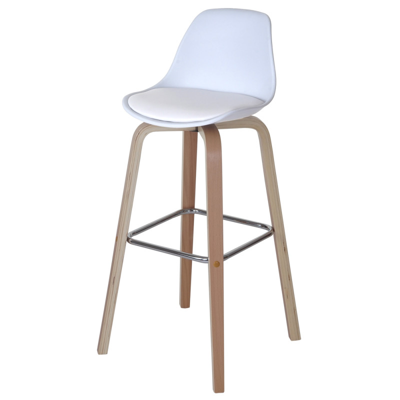 2x tabouret de bar Palmdale, chaise de comptoir avec dossier - tissu, blanc