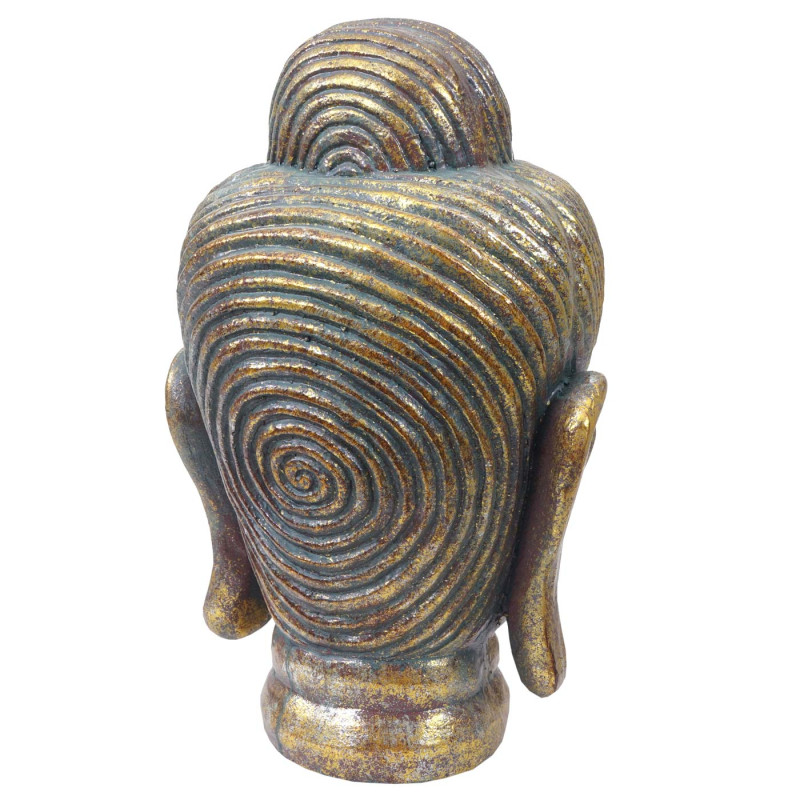 2x figure de décoration bouddha 38+60cm, polyresin sculpture, tête, intérieur/extérieur