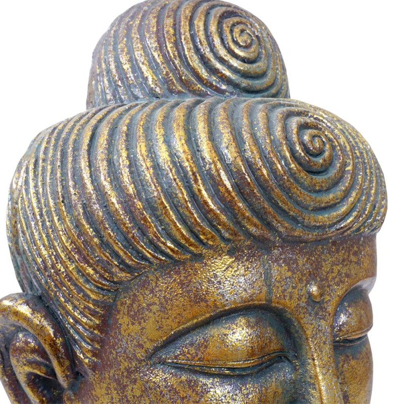 2x figure de décoration bouddha 38+60cm, polyresin sculpture, tête, intérieur/extérieur