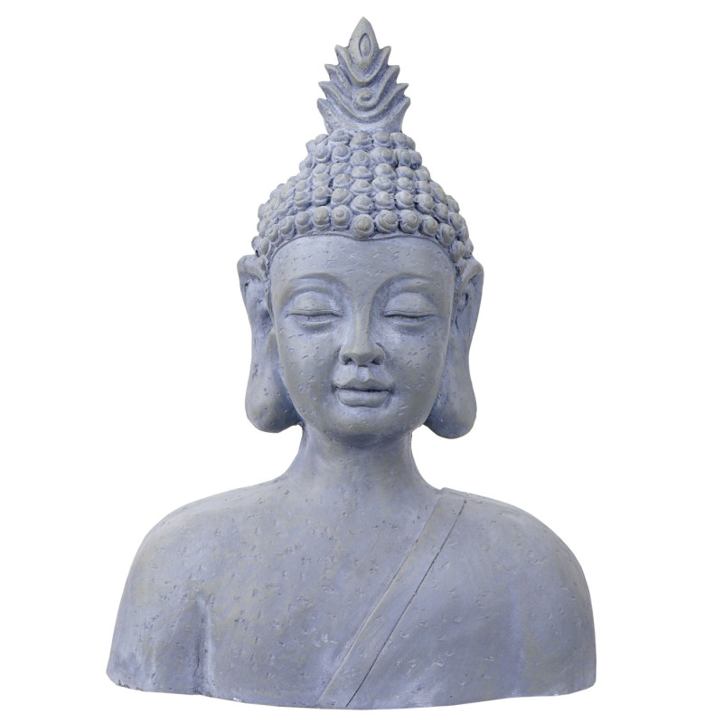 2x figure de décoration bouddha 38+60cm, polyresin sculpture, tête, intérieur/extérieur