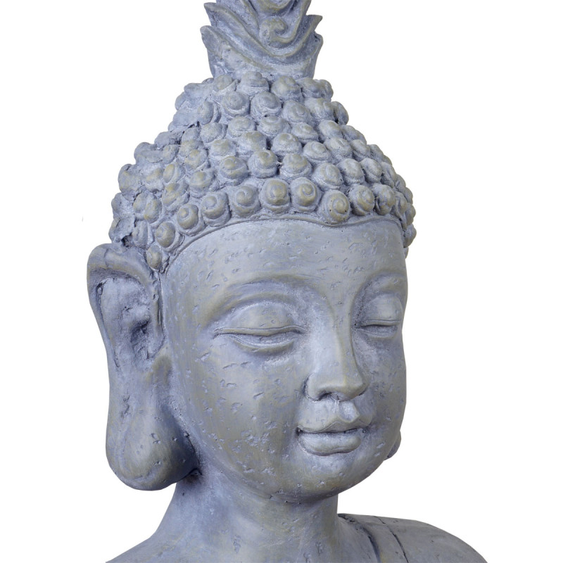 2x figure de décoration bouddha 38+60cm, polyresin sculpture, tête, intérieur/extérieur