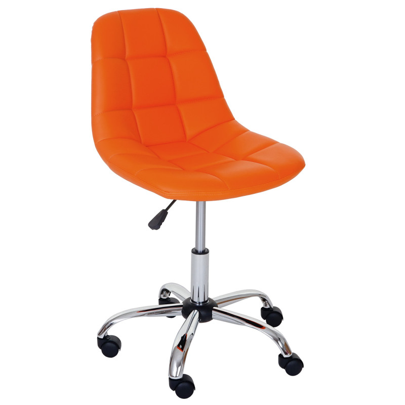 Chaise pitovante Lier, chaise de bureau, siège baquet, similicuir - orange