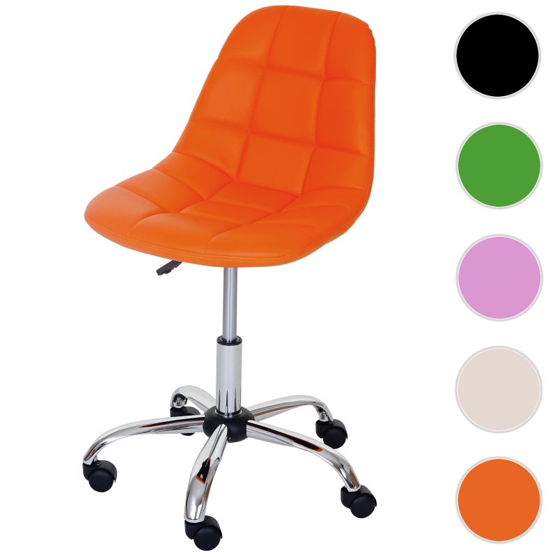 Chaise pitovante Lier, chaise de bureau, siège baquet, similicuir - orange