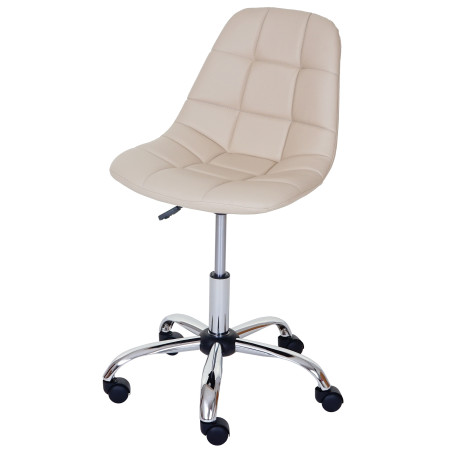 Chaise pitovante Lier, chaise de bureau, siège baquet, similicuir - crème