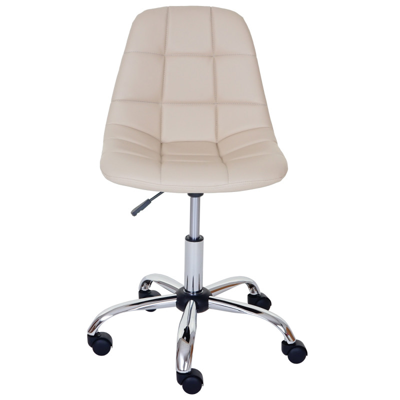 Chaise pitovante Lier, chaise de bureau, siège baquet, similicuir - crème