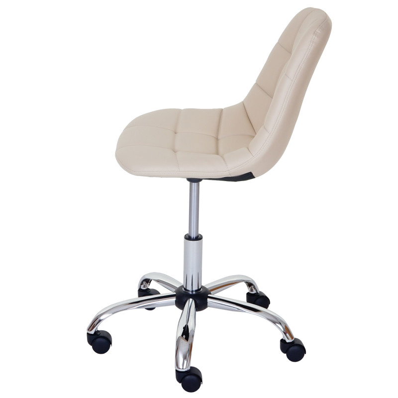 Chaise pitovante Lier, chaise de bureau, siège baquet, similicuir - crème