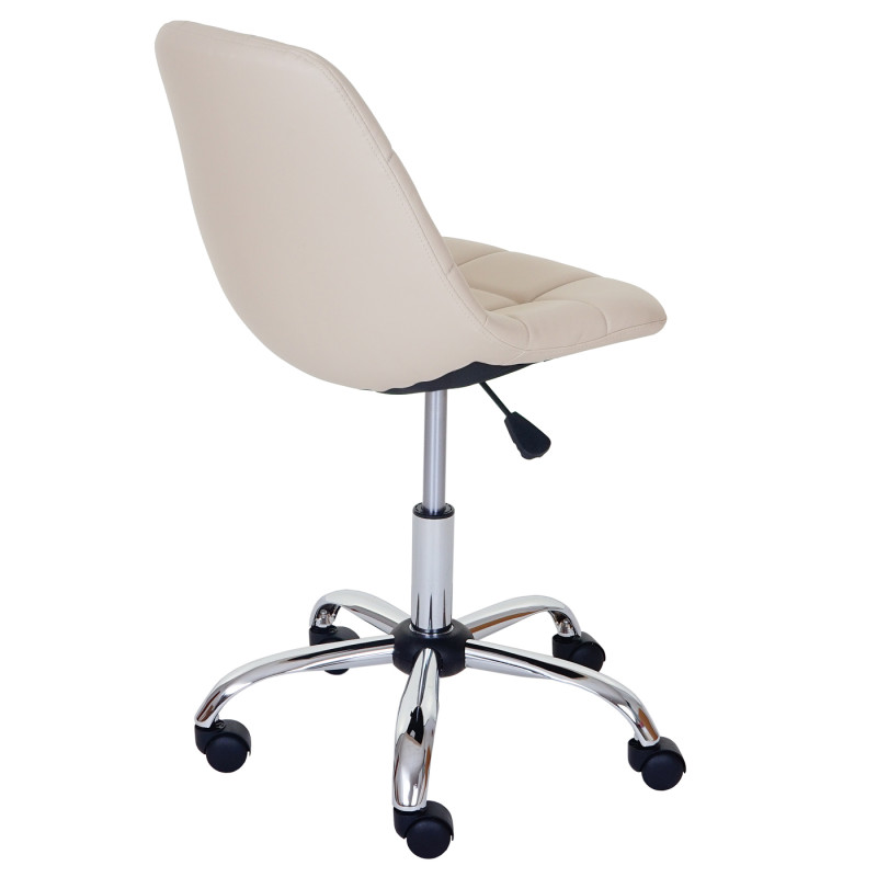 Chaise pitovante Lier, chaise de bureau, siège baquet, similicuir - crème