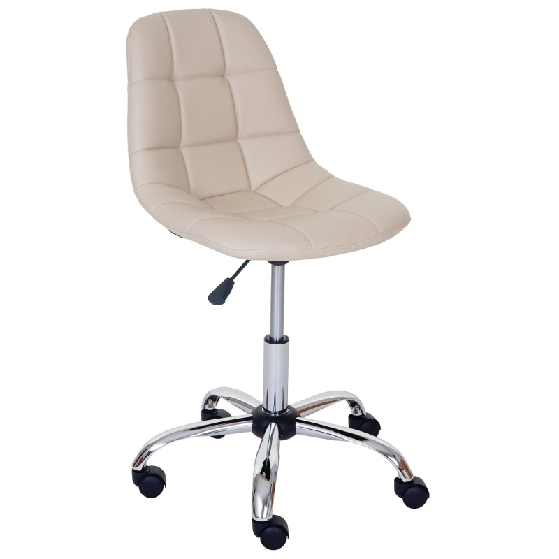 Chaise pitovante Lier, chaise de bureau, siège baquet, similicuir - crème