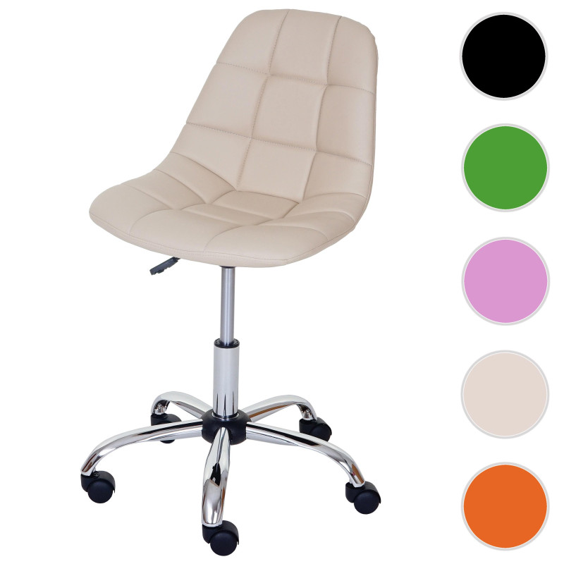 Chaise pitovante Lier, chaise de bureau, siège baquet, similicuir - crème