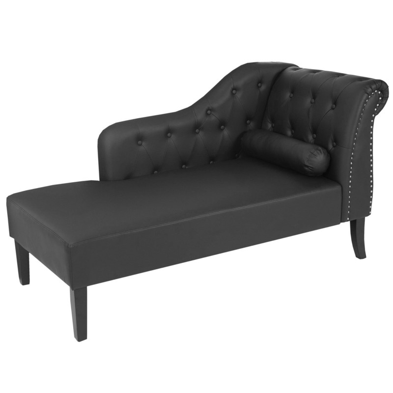 Récamière de luxe Chesterfield, divan, canapé, chaise longue, similicuir - noir