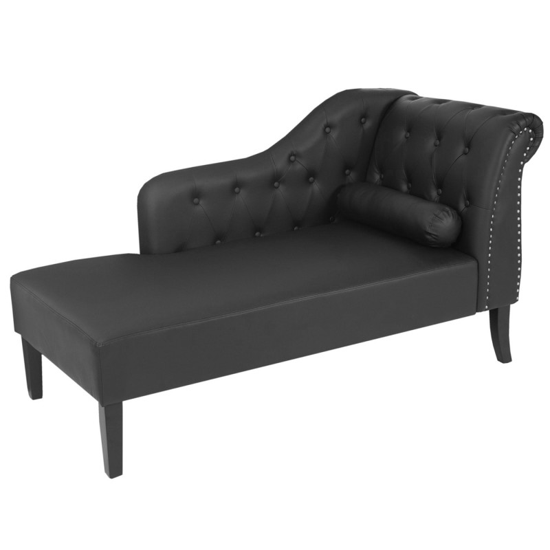 Récamière de luxe Chesterfield, divan, canapé, chaise longue, similicuir - noir