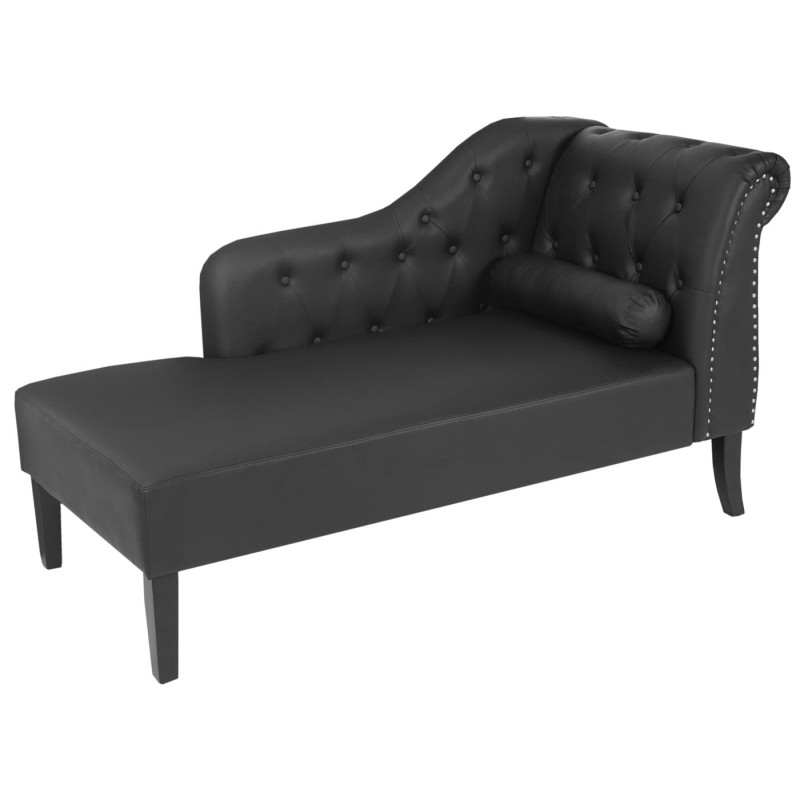 Récamière de luxe Chesterfield, divan, canapé, chaise longue, similicuir - noir