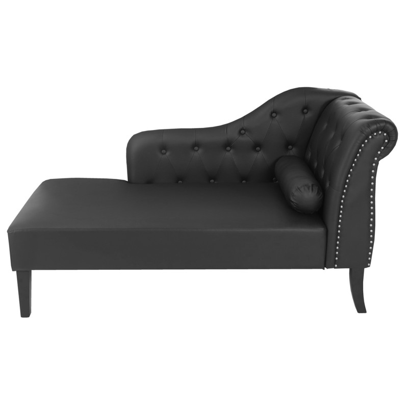 Récamière de luxe Chesterfield, divan, canapé, chaise longue, similicuir - noir