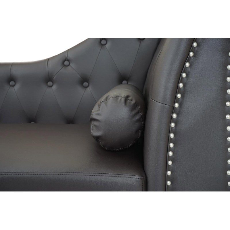 Récamière de luxe Chesterfield, divan, canapé, chaise longue, similicuir - noir