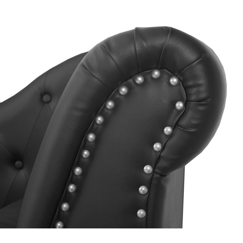 Récamière de luxe Chesterfield, divan, canapé, chaise longue, similicuir - noir