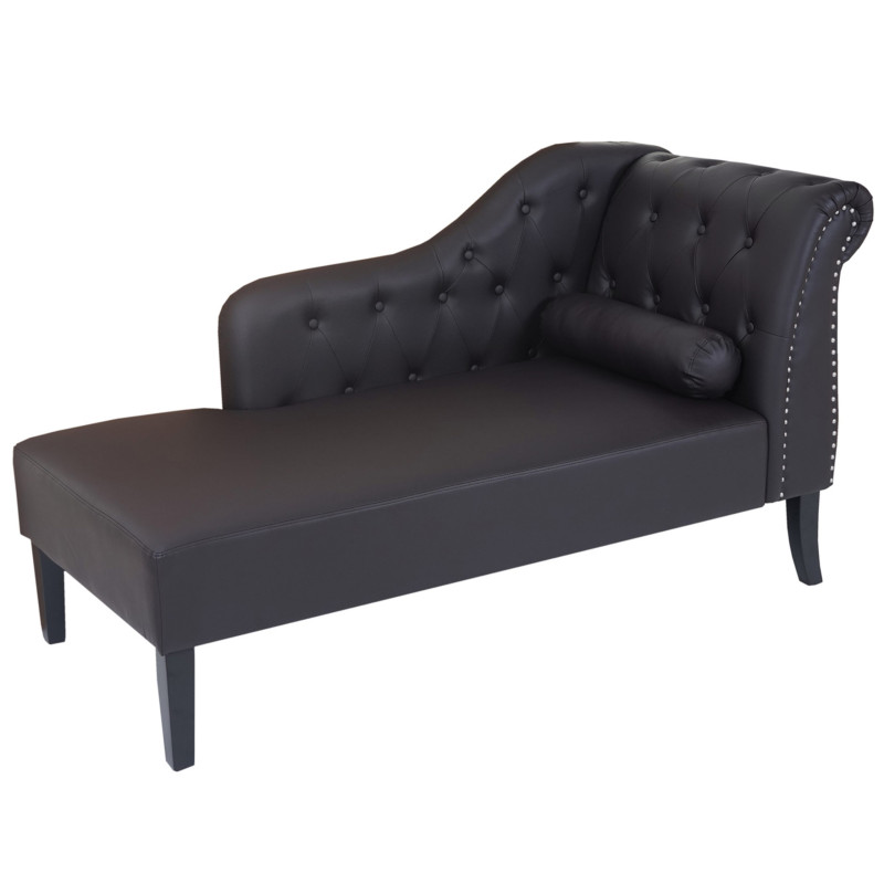 Récamière de luxe Chesterfield, divan, canapé, chaise longue, similicuir - marron