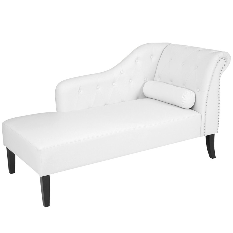 Récamière de luxe Chesterfield, divan, canapé, chaise longue, similicuir - blanc