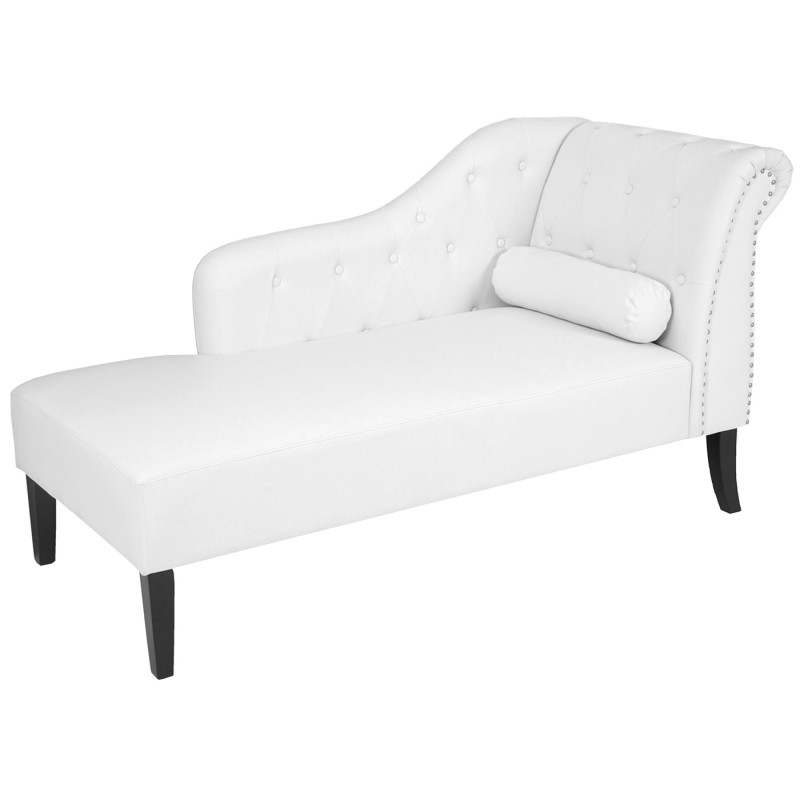 Récamière de luxe Chesterfield, divan, canapé, chaise longue, similicuir - blanc