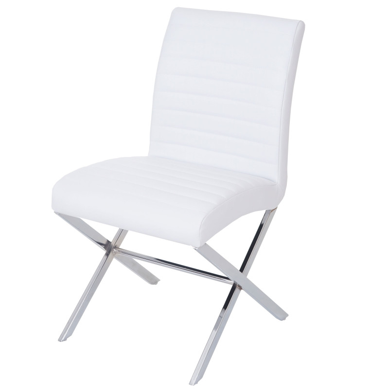 2x chaise de salle à manger Fano, fauteuil, similicuir, chrome - blanc