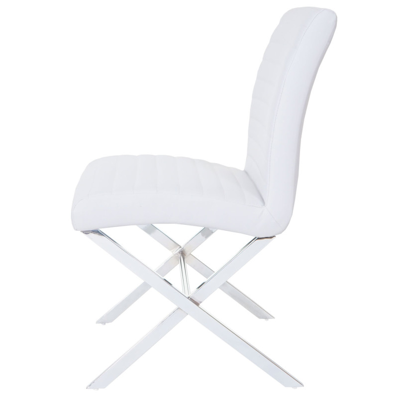 2x chaise de salle à manger Fano, fauteuil, similicuir, chrome - blanc