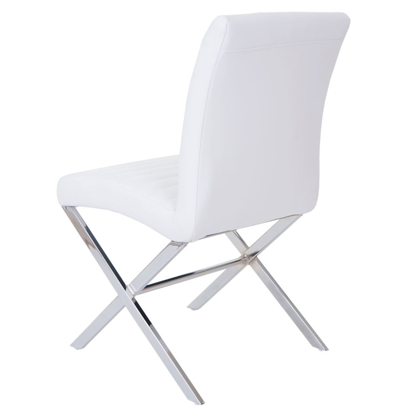 2x chaise de salle à manger Fano, fauteuil, similicuir, chrome - blanc