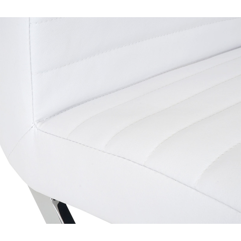 2x chaise de salle à manger Fano, fauteuil, similicuir, chrome - blanc